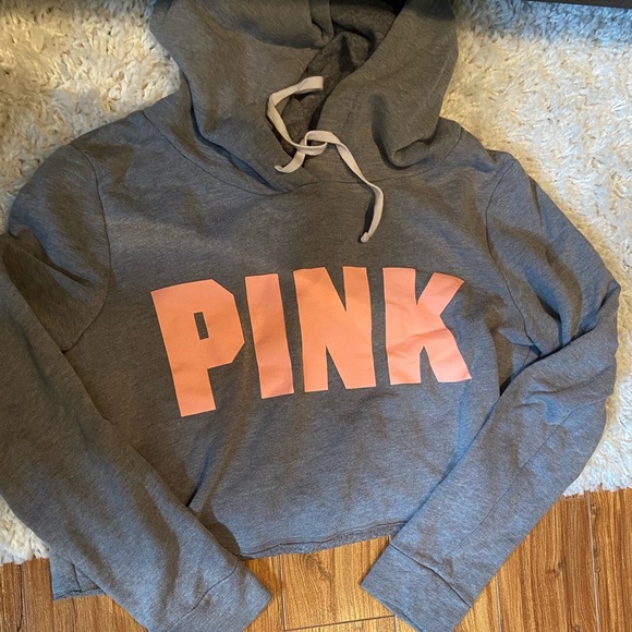 PINK Victoria's Secret Sweaters - PINK Victoria's Secret Gray Hoodie Sweater